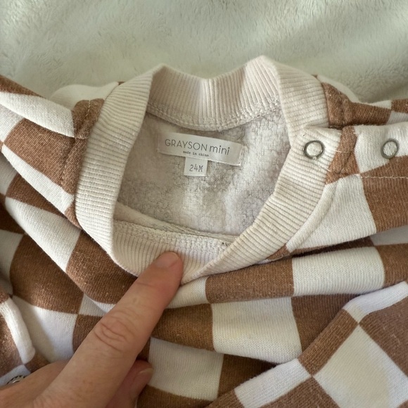 Grayson mini checked 24 month set miles the label olive green sweat baby toddler - Picture 3 of 7